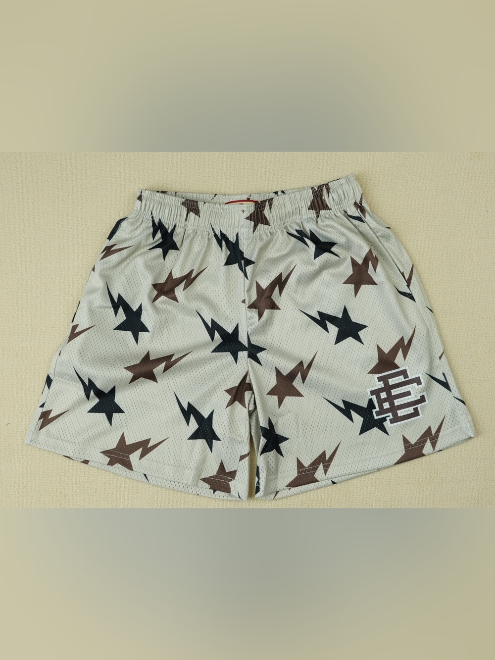 Eric Emanuel x BAPE Basic Shorts - Cream/Brown/Navy